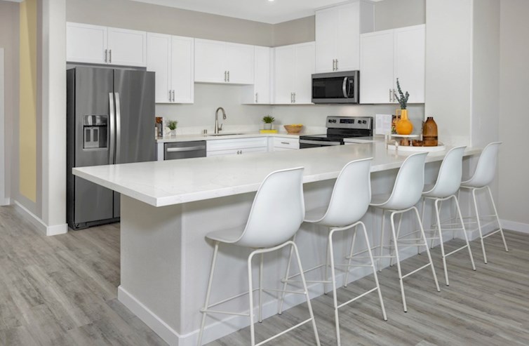 Barclay bright open kitchen with white cabinets