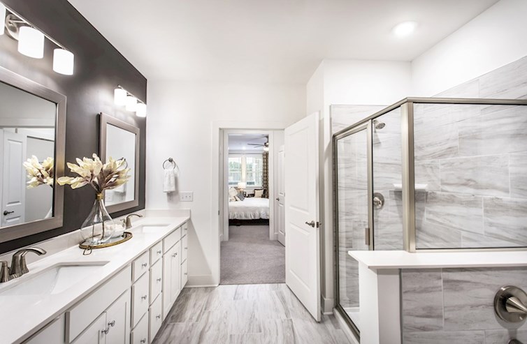 Clifton primary bathroom with gray accents & separate shower & tub