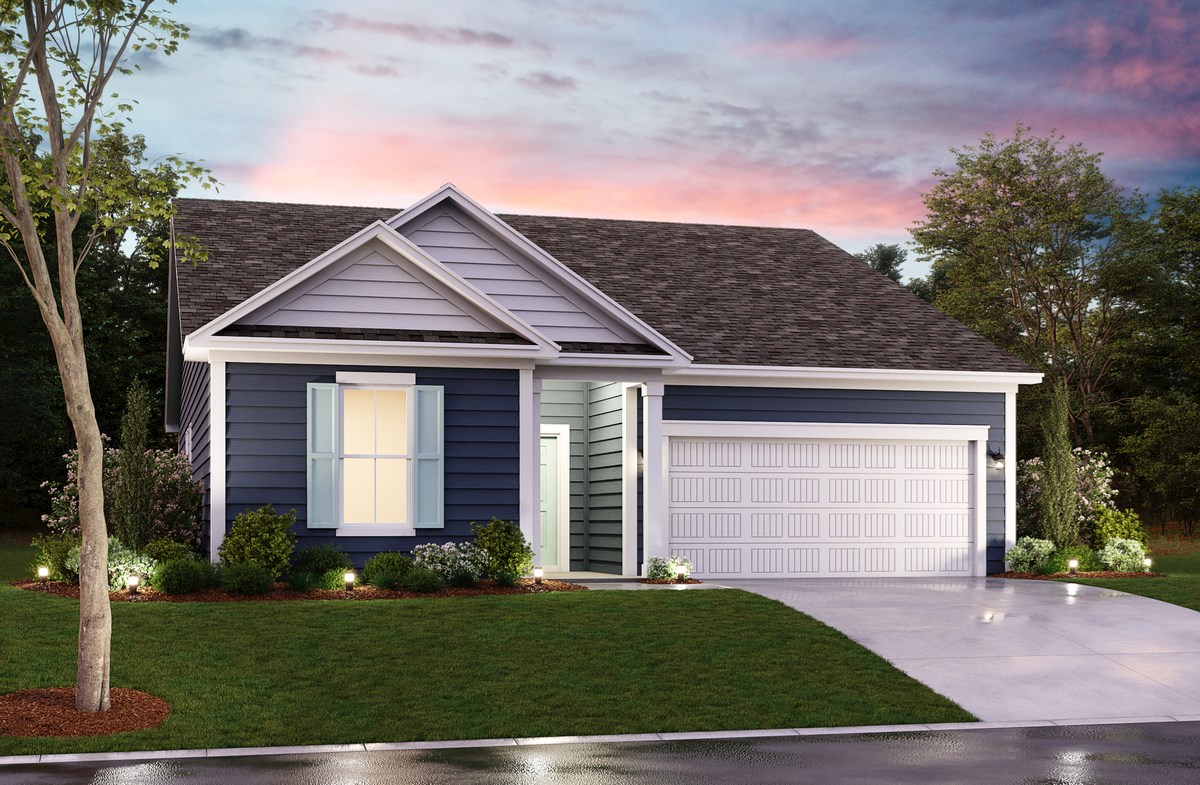 dark blue vinyl exterior with white trim