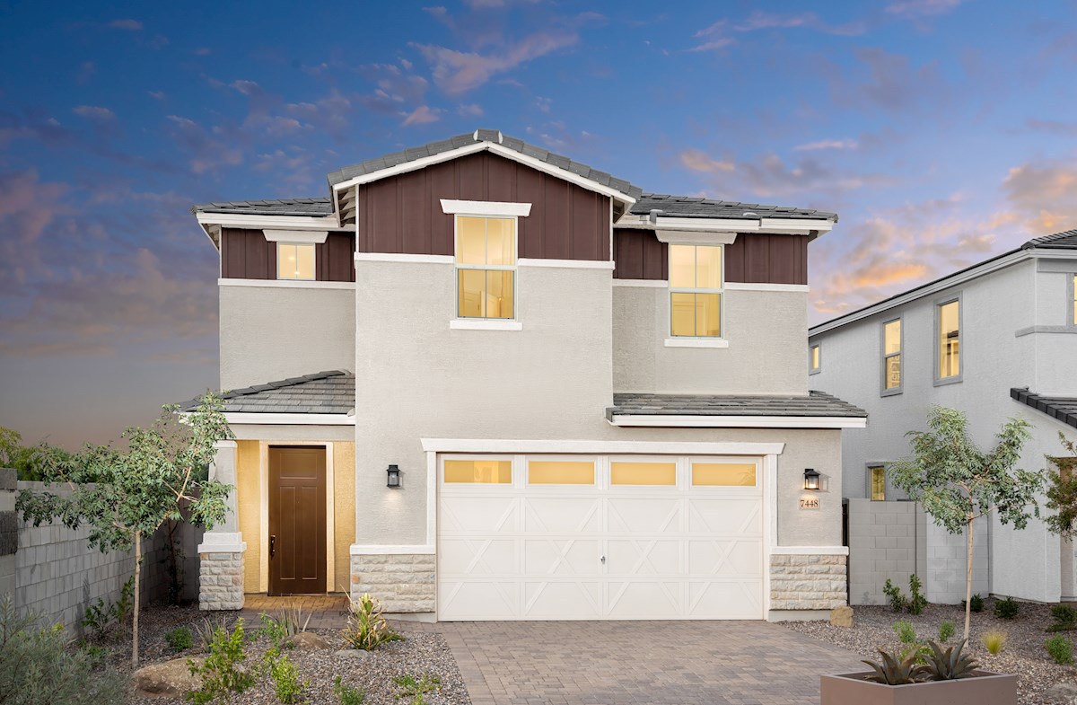 two-story, single-family stucco home