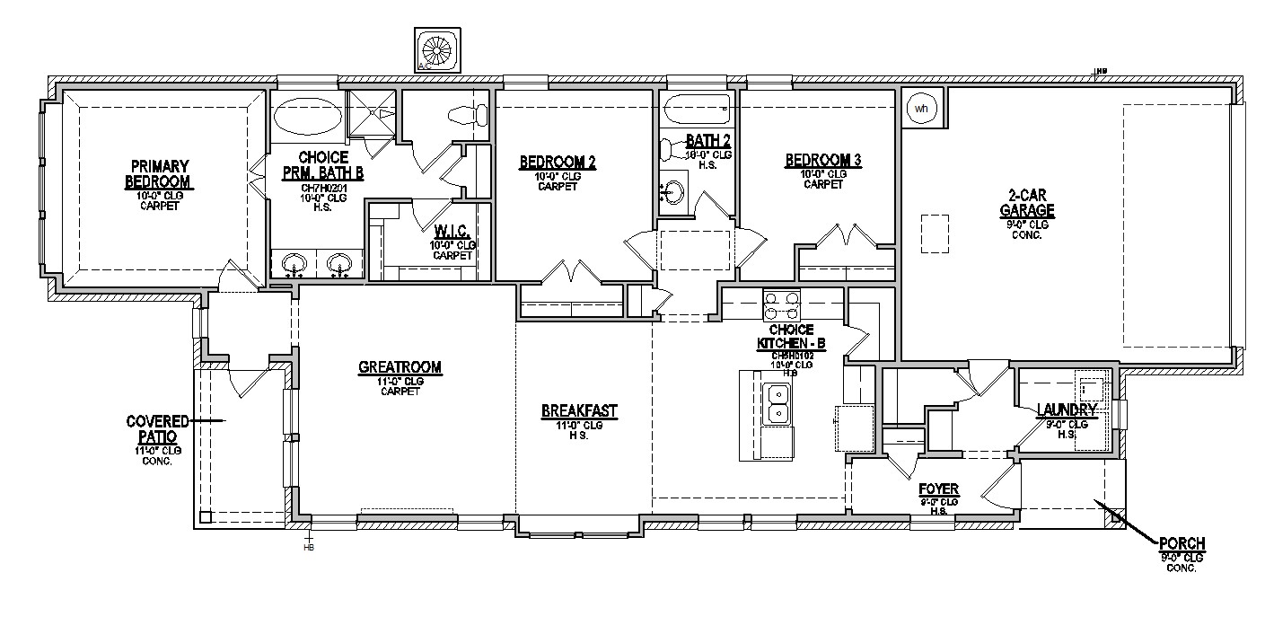 1st Floor floorplan of Bristol with 3 bedrooms and 2 bathrooms. Gray color shown represents Room Choice options.