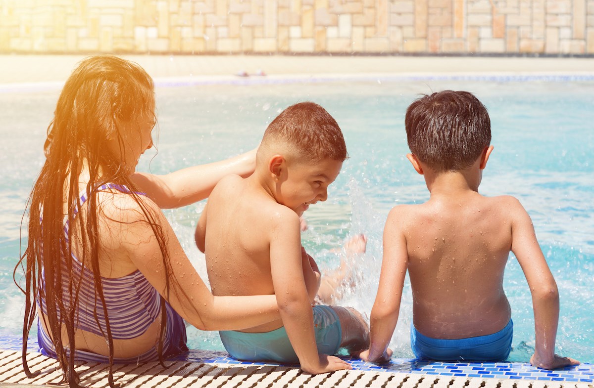 kids at a pool