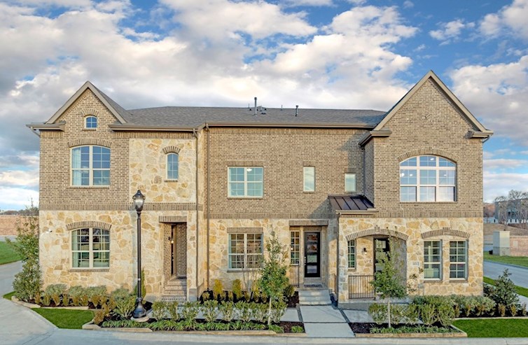 brick and stone townhome exterior