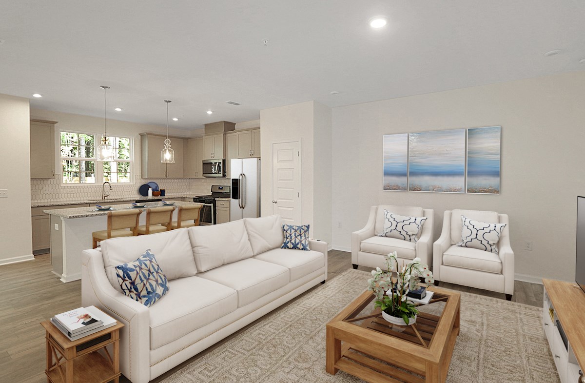 family room with large sofa