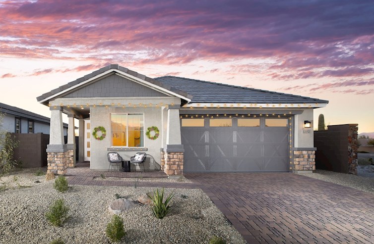 single-story home with Christmas décor