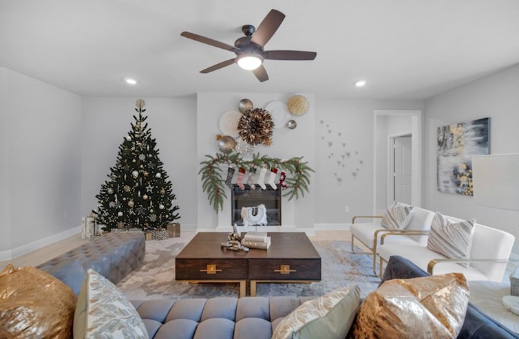 Wiltshire great room with holiday décor 