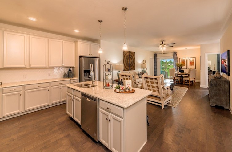 Clifton kitchen with white cabinets and dark hardwood floors
