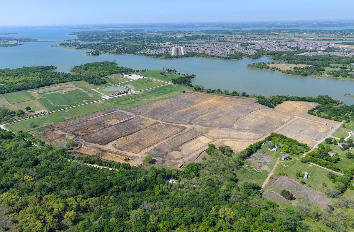 aerial photo of community land near the lake