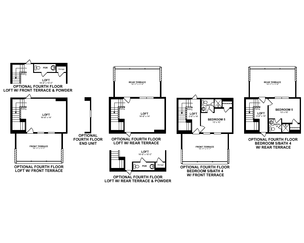 Main floor plan for Optional 4th Floor