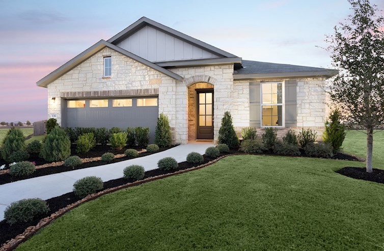 1-story home exterior with brick and stone masonry