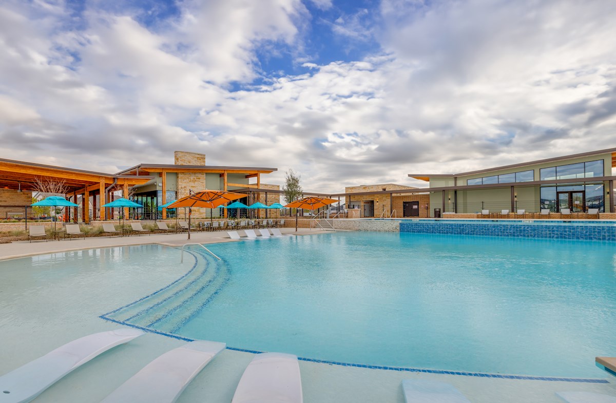 community pool with seating