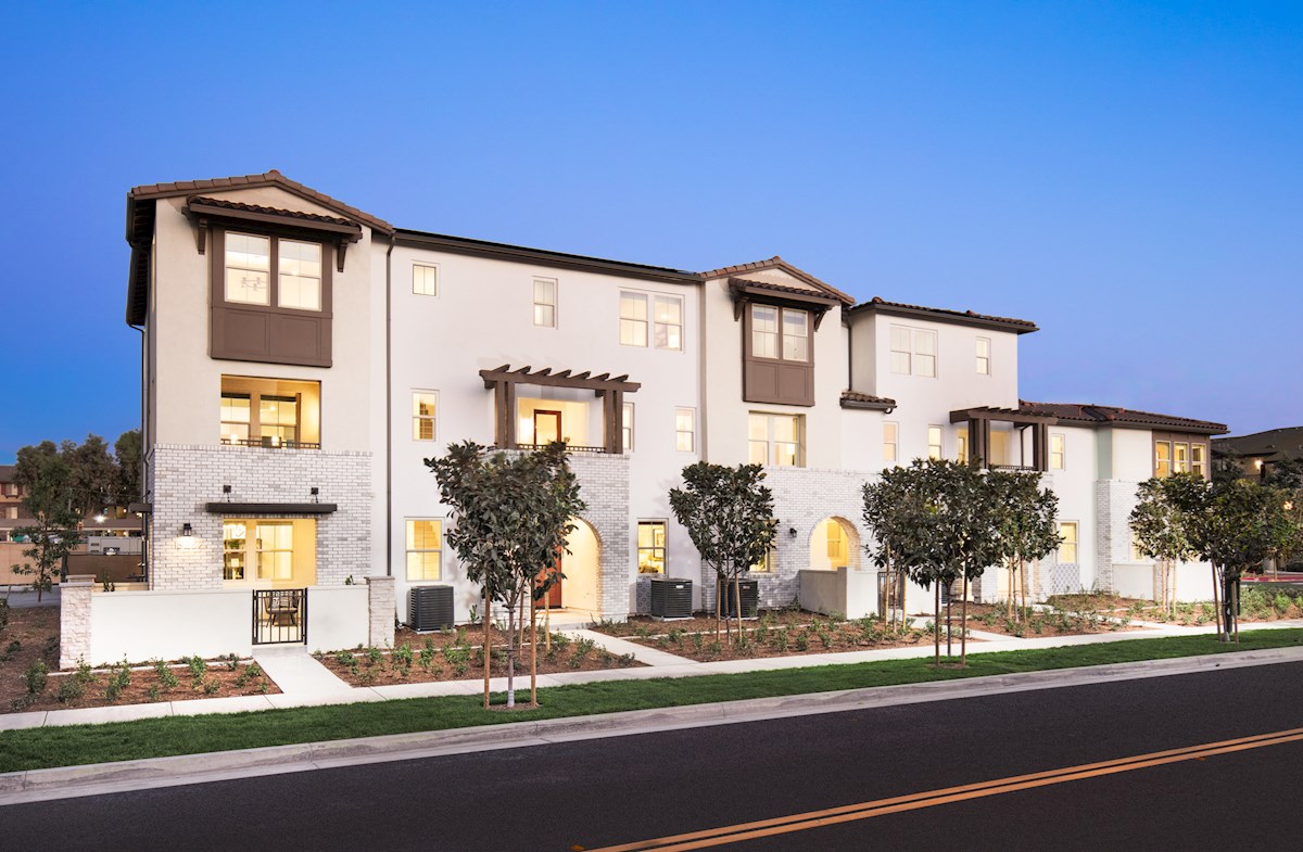 exterior of townhomes with spanish style design