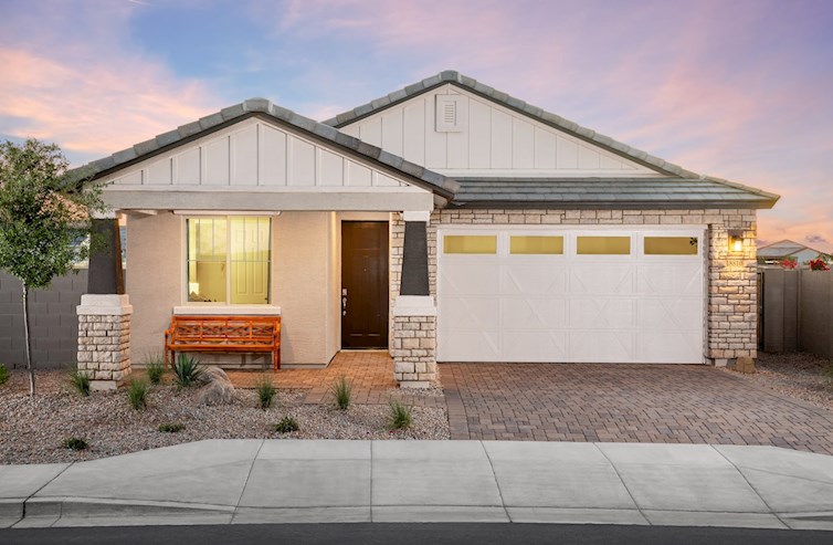 single-story home with desert landscaping