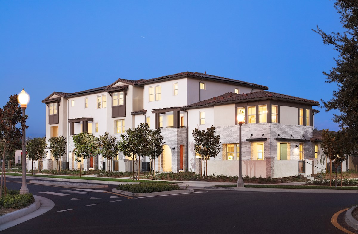 exterior of townhomes with spanish style design