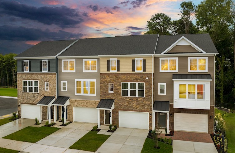 row of 3-level townhome exteriors